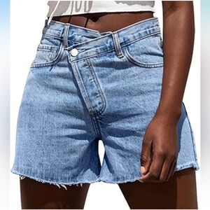 Womens Crossover Jean Shorts High Waisted Size S
